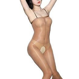 Bodystocking nylonowy ciemny beż – efekt drugiej skóry otwarty krokry