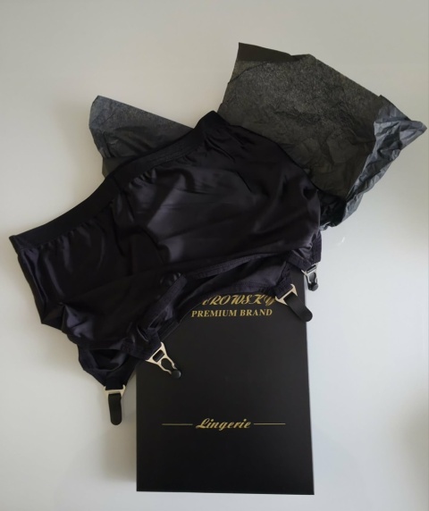 Pas do pończoch atłasowy metalowe klipsy Retro Vintage