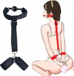 Pas ograniczający z kulką knebel BDSM uprząż kajdanki