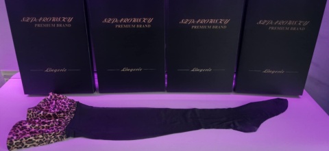 Poczńochy do pasa wysoki połysk panterka leopard 8425