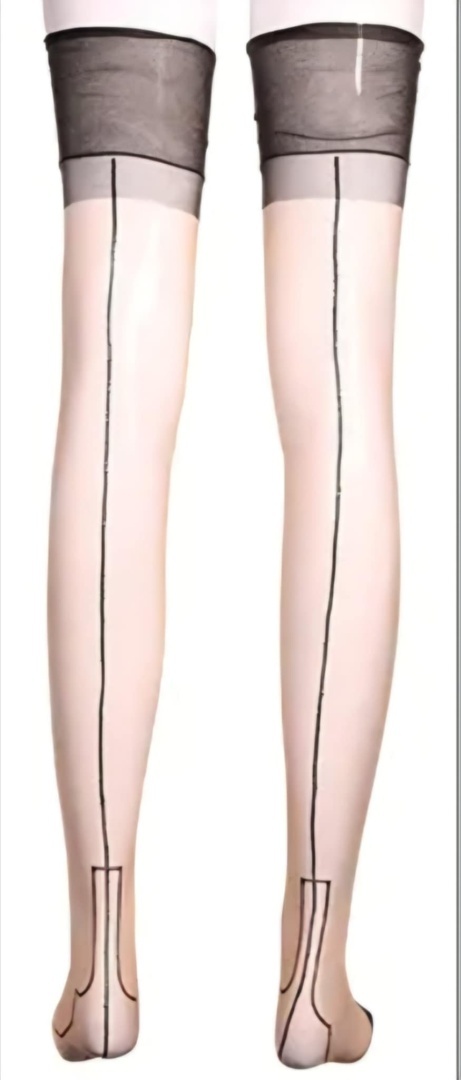 Poczńochy nylonowe do pasa 100% Nylon mgiełka 5 den Retro Vintage szew 7256