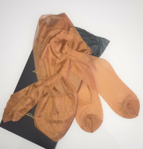 Pończochy nylonowe 5 den ultra cienkie, jasno brązowe Retro Vintage