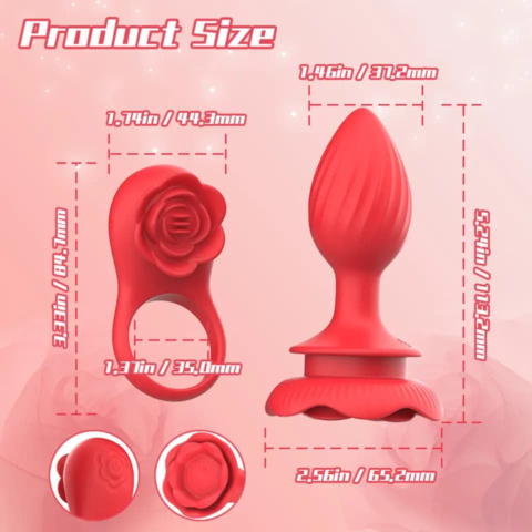 WIBRATOR 2W1 PIERŚCIEŃ KOREK RÓŻA app na smartfon