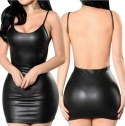 Sexy sukienka damska mini + stringi Latex Spandex czarna
