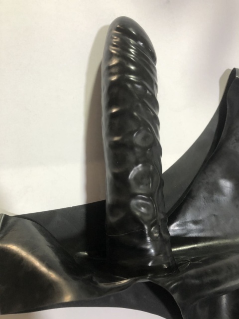 Strap on majtki z dildo potrójnym 100% Latex guma potrójny