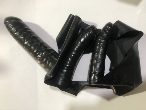 Strap on majtki z dildo podwójnym wewnętrznym analnym 100% Latex guma