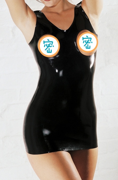 Sukienka klasyczna z otwartym biustem 100% Latex guma rozm M