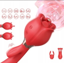 WIBRATOR DAMSKI RÓŻA Z JEZYCZKIEM MASAŻER